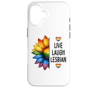 Carcasa para iPhone 16 Live Laugh Lesbian Sign,Gay Pride Flag Funny Lesbian Pride
