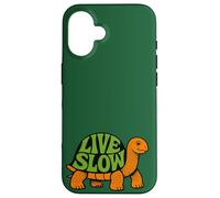Carcasa para iPhone 16 Live Slow Turtle Life Naturaleza Vibes Retro Calma Estética