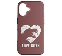 Carcasa para iPhone 16 Love Bites T-Rex Dinosaurio Divertido Retro Grunge Paleontología