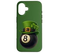 Carcasa para iPhone 16 Lucky Eight 8 Ball Shirt with Shamrock and Four Leaf Clover