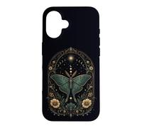 Carcasa para iPhone 16 Luna Moth Celestial Botánico Fases Lunares Gótico Boho
