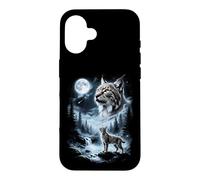 Carcasa para iPhone 16 Lynx Aullando a la Luna 90's Retro