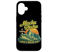Carcasa para iPhone 16 Machu Picchu Perú Viajes Andes Montañas Puesta del Sol Retro