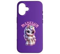 Carcasa para iPhone 16 Madelyn - Bonito diseño de Unicornio para niñas con Nombre Madelyn