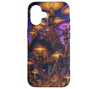 Carcasa para iPhone 16 Magical Mushroom Village Fantasía Fairycore World
