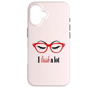 Carcasa para iPhone 16 Make up Lash Eyelash Eyelashes Lover Sun Glasses Red t-Shirt
