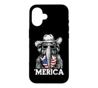 Carcasa para iPhone 16 Mammoth Ice Age Bandera Americana Bandana Gafas De Sol Sombrero De Vaquero