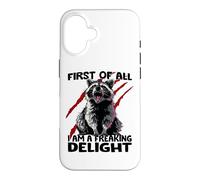 Carcasa para iPhone 16 Mapache Sarcasmo descarado Mapache Caos Basura Panda