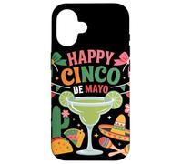 Carcasa para iPhone 16 Margarita Cactus Taco Fiesta Happy Cinco De Mayo Celebración