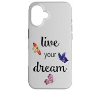 Carcasa para iPhone 16 Mariposas de Acuarela Live Your Dream