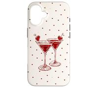 Carcasa para iPhone 16 Martini Glass Pink Olive Bartender and Hearts Cóctel Beige