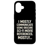 Carcasa para iPhone 16 Me comunico principalmente usando Ciencia ficción Oscura Ciencia cinematográfica
