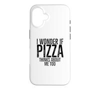 Carcasa para iPhone 16 Me pregunto si la Pizza Piensa en mí Demasiado Divertido Amante de la Comida