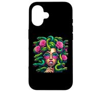 Carcasa para iPhone 16 Medusa Snakes Roses Lollipop Floral Greek Mythology