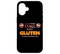 Carcasa para iPhone 16 Meme Gracioso, No Puedo Comer Gluten Hace Que me Duele la Barriga