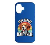 Carcasa para iPhone 16 Mens Boys Kids Retro Sunset Vintage Best Beagle Dad Ever