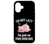 Carcasa para iPhone 16 Mens Womens Kids Lazy Power Saving Cute Show Pig Lover