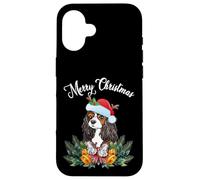 Carcasa para iPhone 16 Mens Womens Kids Merry Christmas Santa Cavalier Dog Mom