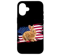 Carcasa para iPhone 16 Mens Womens Patriotic USA American Flag 4th July Bunny Lover