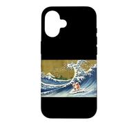 Carcasa para iPhone 16 Mens Womens Retro Vintage Surfing Great Wave Akita Inu Lover