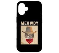 Carcasa para iPhone 16 Meowdy Cowboy Hat Cat Funny Kitty Kitten Cats Lovers