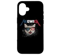 Carcasa para iPhone 16 Meowica USA American Flag Cat Funny Patriotic 4th of July