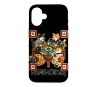 Carcasa para iPhone 16 Meowjong Cat Playing Mahjong Game Juego Chino Tradicional