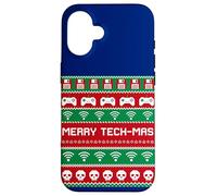 Carcasa para iPhone 16 Merry Tech-Mas Disquete WiFi Videojuegos