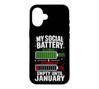Carcasa para iPhone 16 Mi batería Social vacía hasta enero Navidad Divertida