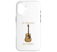 Carcasa para iPhone 16 Mi Terapeuta Tiene Cuerdas Guitarra acústica músico Cita