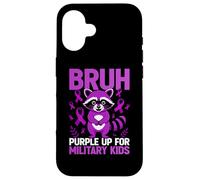 Carcasa para iPhone 16 Military Child Month Raccoon, Purple Up for Military Kids