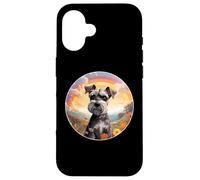 Carcasa para iPhone 16 Miniatura Schnauzer Lover Cute Rainbow Bridge Puppy Dog Art