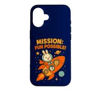Carcasa para iPhone 16 Misión Divertida Posible: Lindo Conejito Astronauta y tripulación Espacial