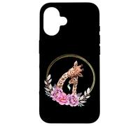 Carcasa para iPhone 16 Mom and Baby Giraffe For Safari Animal Lover Floral Circle