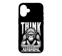 Carcasa para iPhone 16 Mono Jugando Ajedrez Piensa Divertido Jaque Mate Chimp Ape