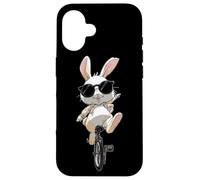 Carcasa para iPhone 16 Monociclo Conejo Conejo de Pascua Gafas de Sol