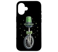 Carcasa para iPhone 16 Monociclo Monociclo Leprechaun Shamrock Día de San Patricio