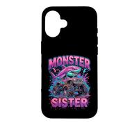 Carcasa para iPhone 16 Monster Sister Shark Truck Funny Pink Sibling