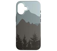 Carcasa para iPhone 16 Mountains Peaks Abstract Outdoor Nature Landscape Gray Blue