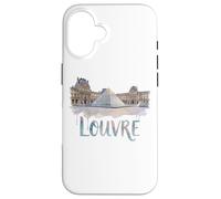 Carcasa para iPhone 16 Musée du Louvre Pirámide Acuarela Exterior París Francia