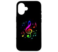 Carcasa para iPhone 16 Musical Instrument Song Key Treble Clef Pentagram Notes