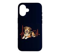 Carcasa para iPhone 16 Mutt Dog Lover Heartbeat ECG Pulse Estilo de Raza Mixta