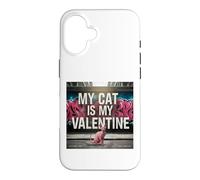 Carcasa para iPhone 16 My Cat Is My Valentine Sphynx Street Graffiti Amante de los Gatos