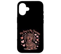 Carcasa para iPhone 16 My Dog Therapy Dachshund Lover - Cita Divertida