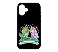 Carcasa para iPhone 16 My Stick My Squad My Story Hockey sobre césped Unicorn Dino