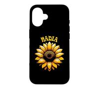 Carcasa para iPhone 16 Nadia - Hermoso diseño de Girasol para niñas con Nombre Nadia
