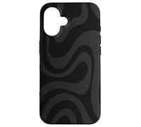 Carcasa para iPhone 16 Negro Gris Remolino Líquido Rayas Líneas Retro Groovy70s 80s