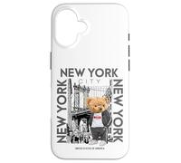 Carcasa para iPhone 16 New York City Teddy Bear with The Dumbo Manhattan Bridge