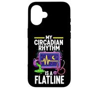 Carcasa para iPhone 16 Night Shift Nurse Circadian Rhythm Flatline Humor