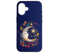 Carcasa para iPhone 16 Night Sky Moon Lunar Stars Sun Love Galaxy